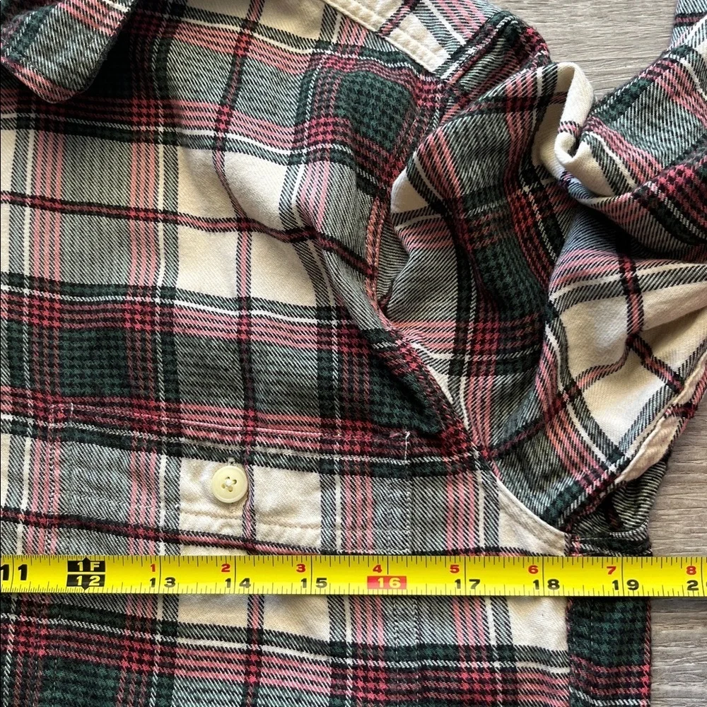 J. Crew Men’s Flannel Plaid Button-Down Shirt, Red Green 100% Cotton, Size S